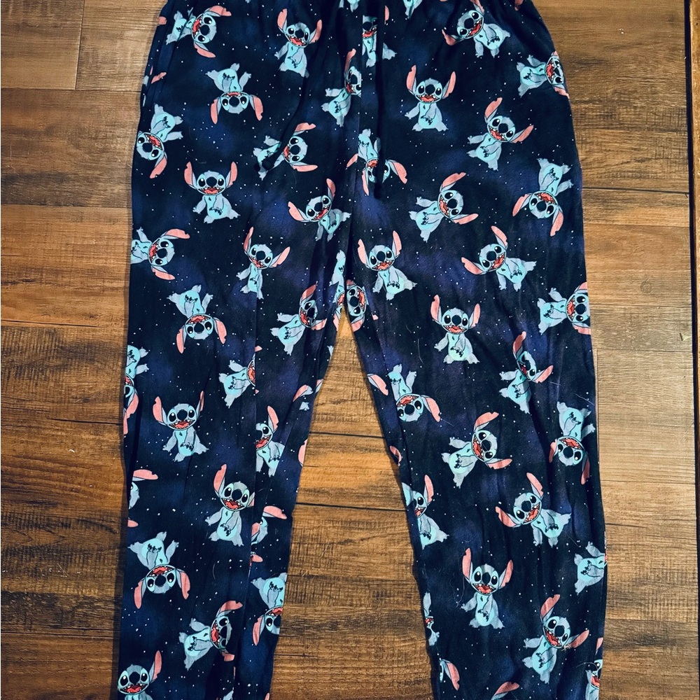 Disney Lilo & Stitch Pajama Bottoms XL Dark Navy Blue Elastic Waist Sleepwear